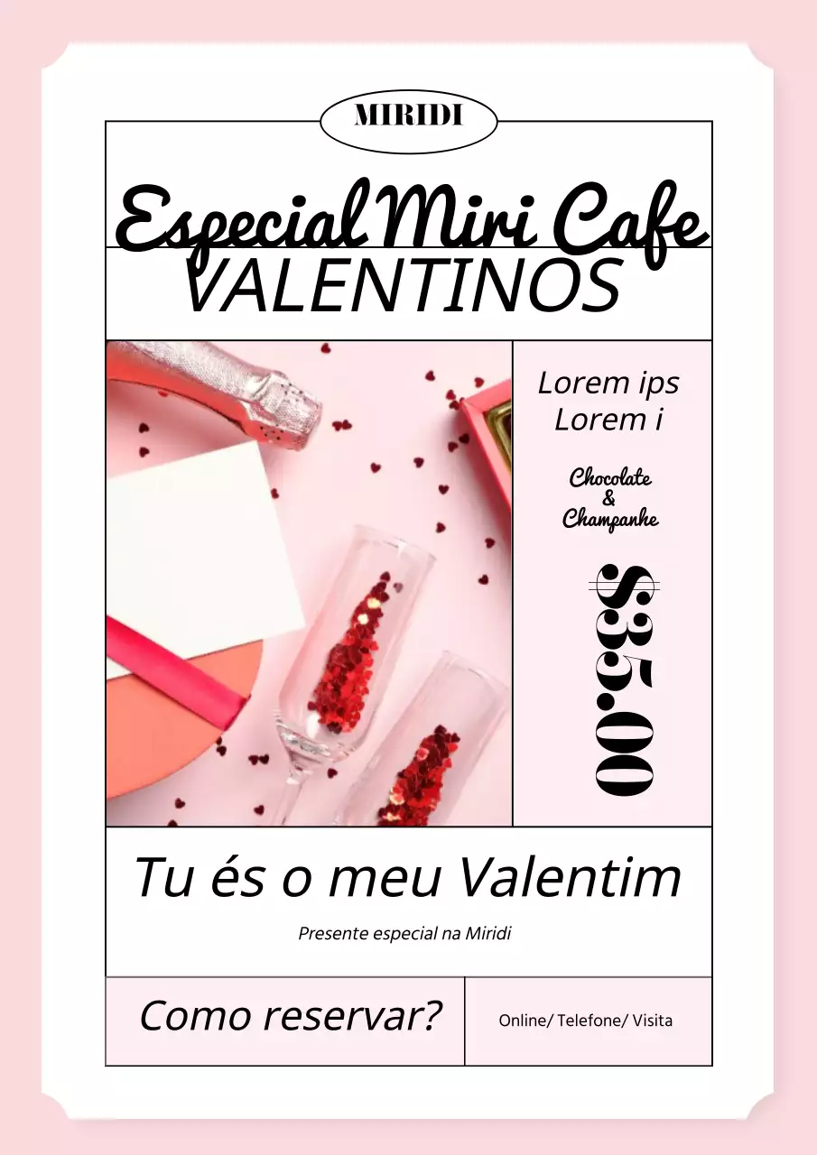 Cartaz do Dia dos Namorados em cor-de-rosa e preto
