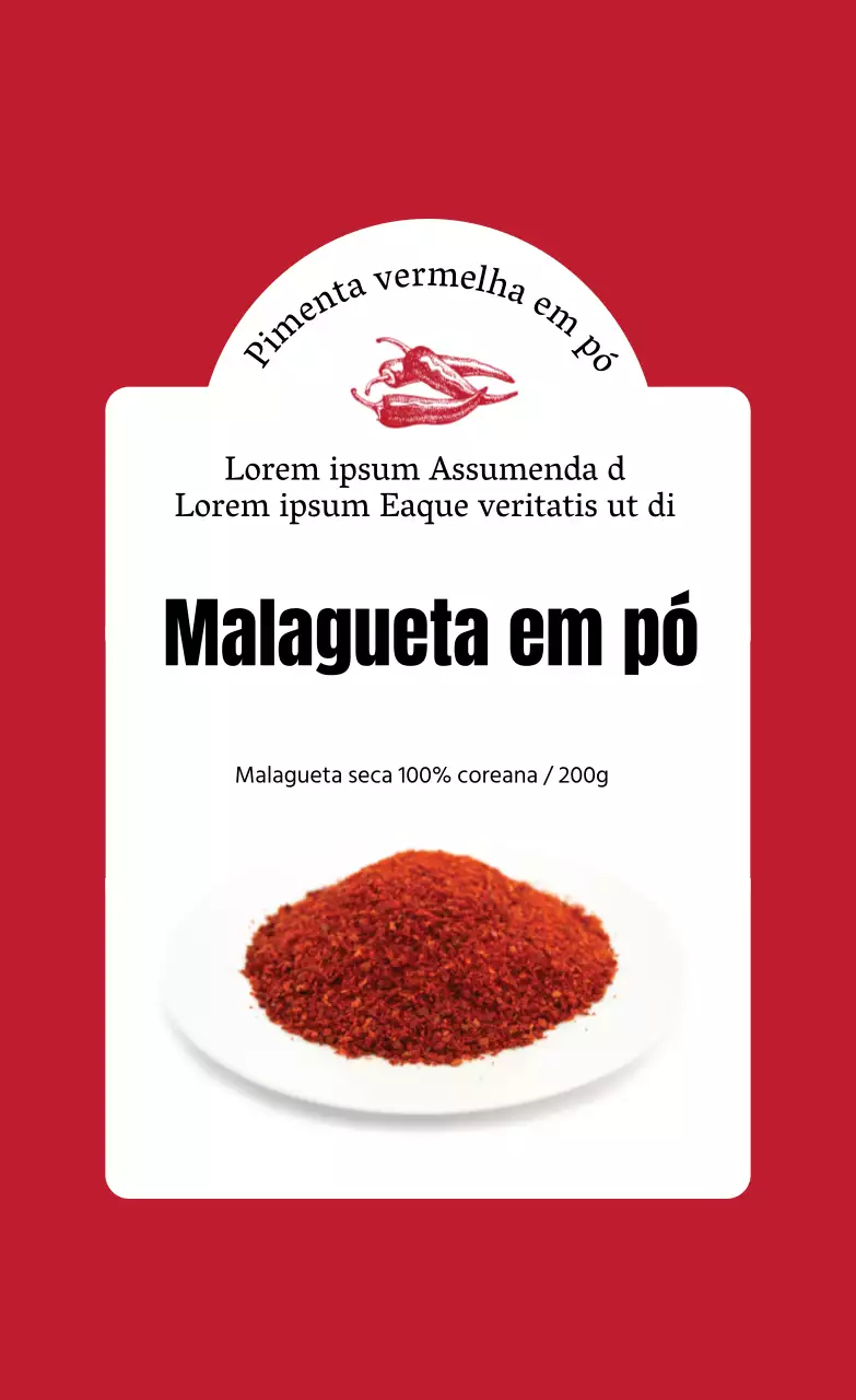  Rótulo alimentar com ilustração fotográfica vermelha