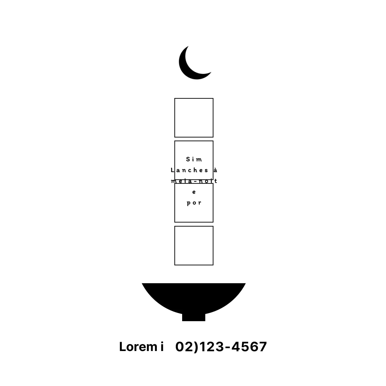 Desenho de sala de jantar em papel manuscrito com ilustração de lua e taça em preto