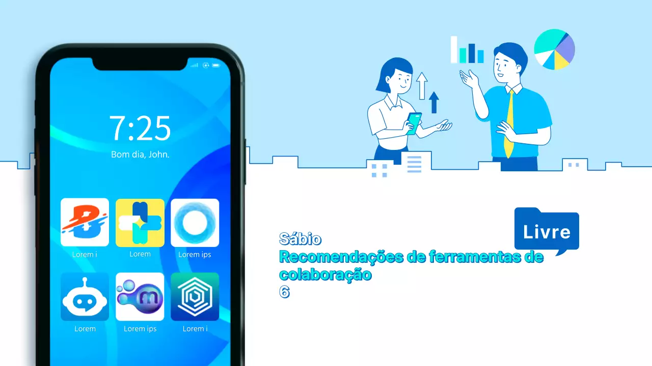 Azul material de negócios limpo linha ilustração conceito ferramentas de produtividade tema