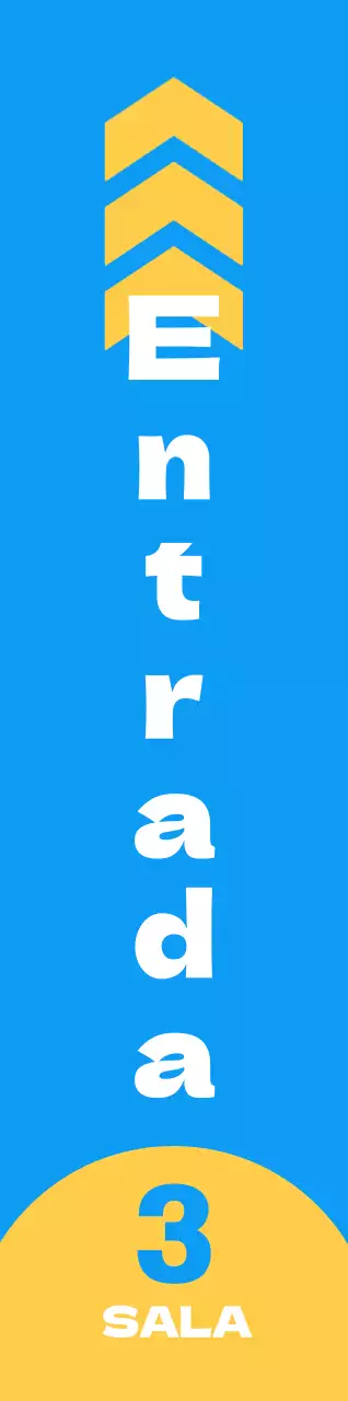 Um design simples com entradas amarelas e azuis para o evento para o orientar para a localização do local