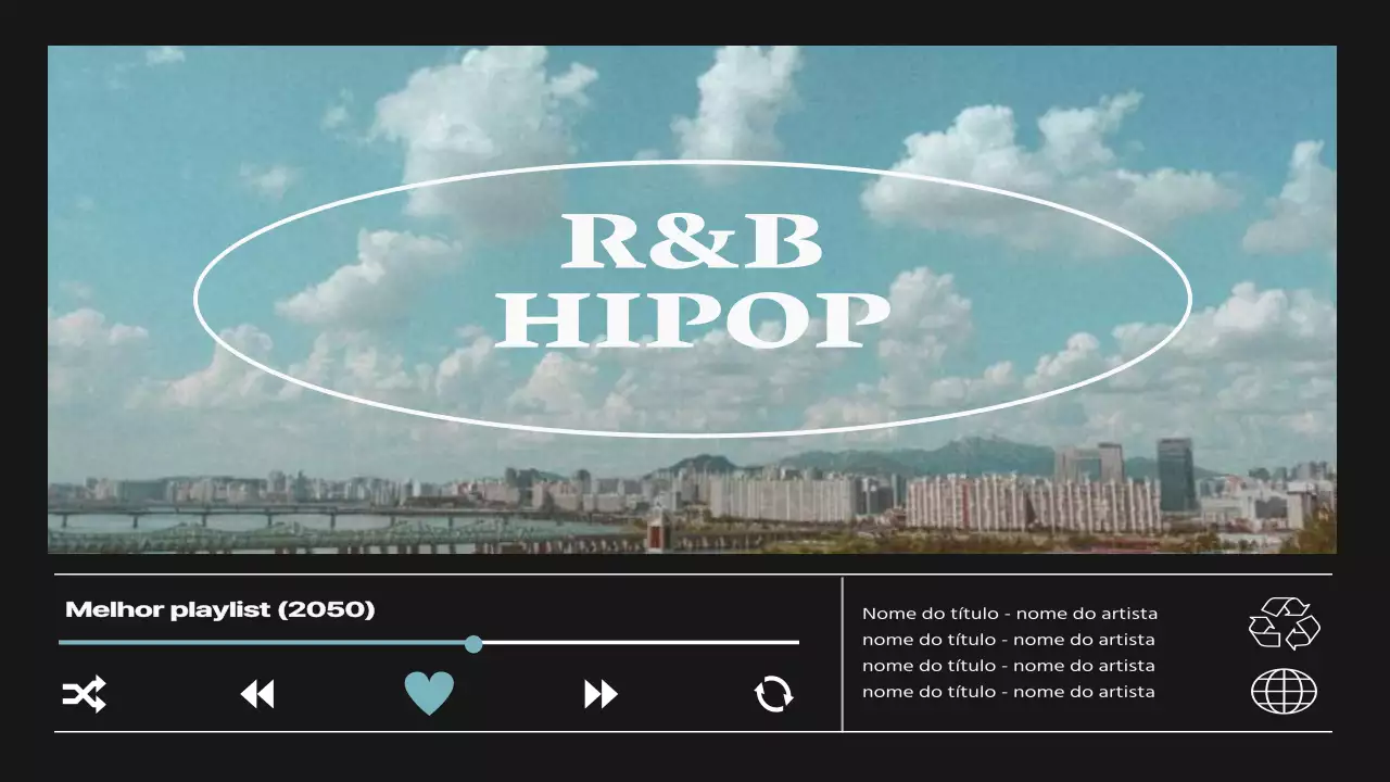 Uma lista de reprodução de hip-hop R&B de inspiração urbana, em azul claro e preto