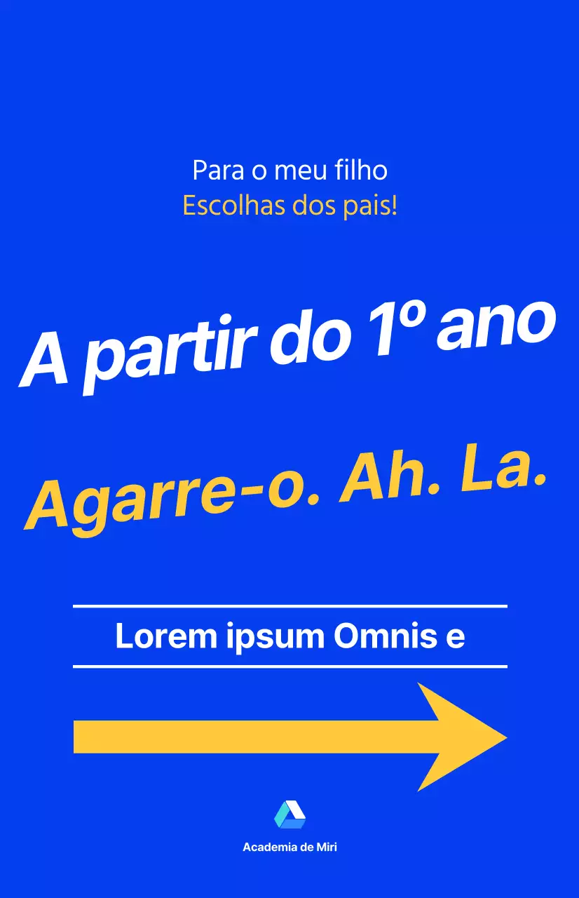Sessão de informação aos pais de uma academia para alunos do ensino secundário, com texto realçado a azul e cores fluorescentes.