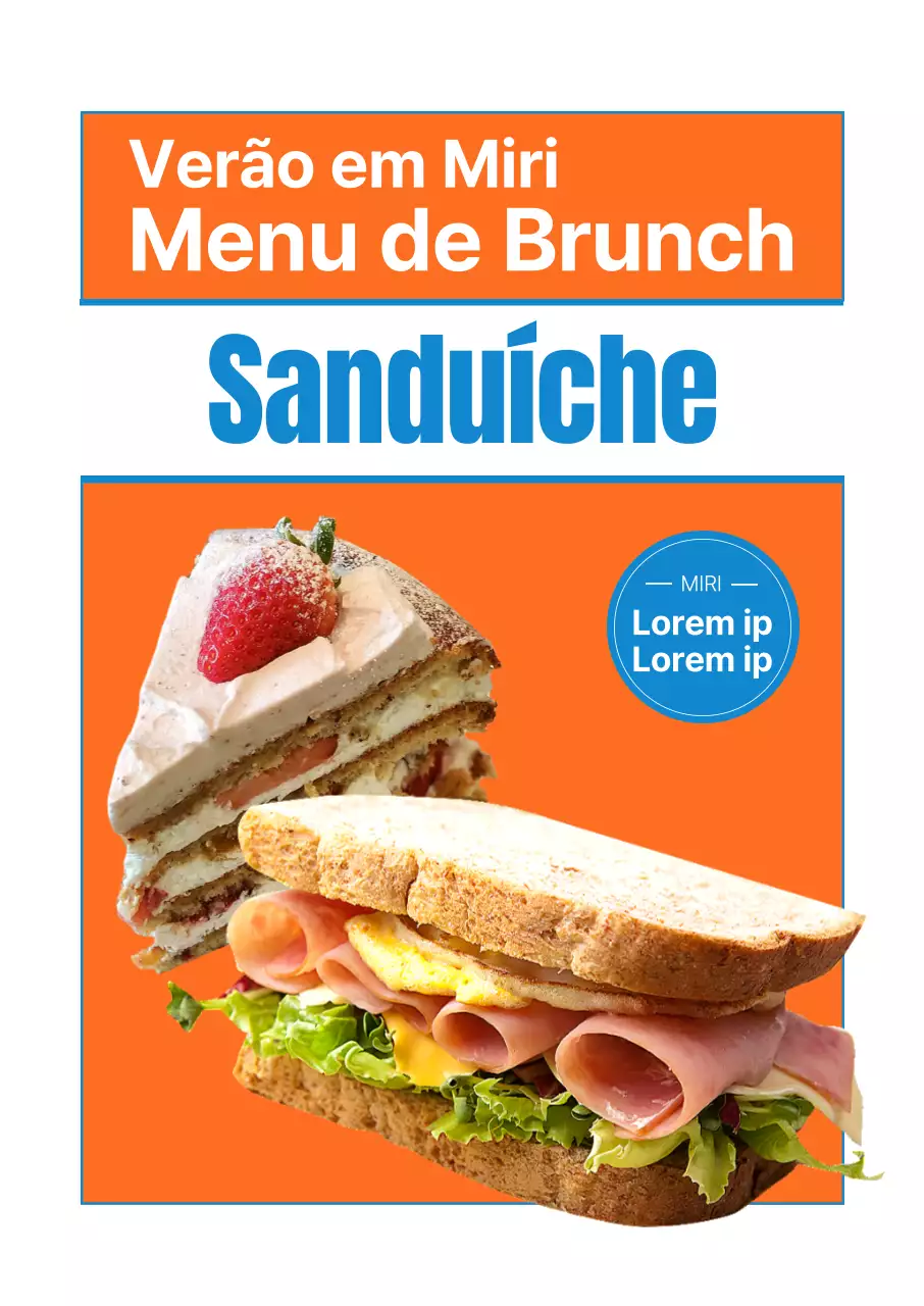 Apresentamos o novo menu laranja e azul do brunch de verão do café