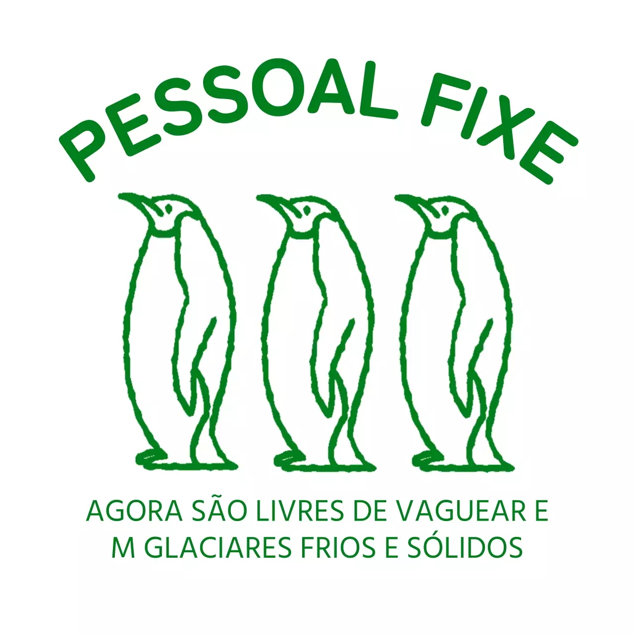 Uma campanha ambiental com uma ilustração de um pinguim verde