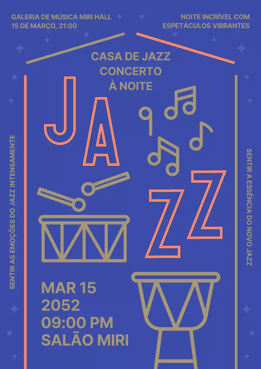Um espetáculo de jazz em azul e cor-de-rosa