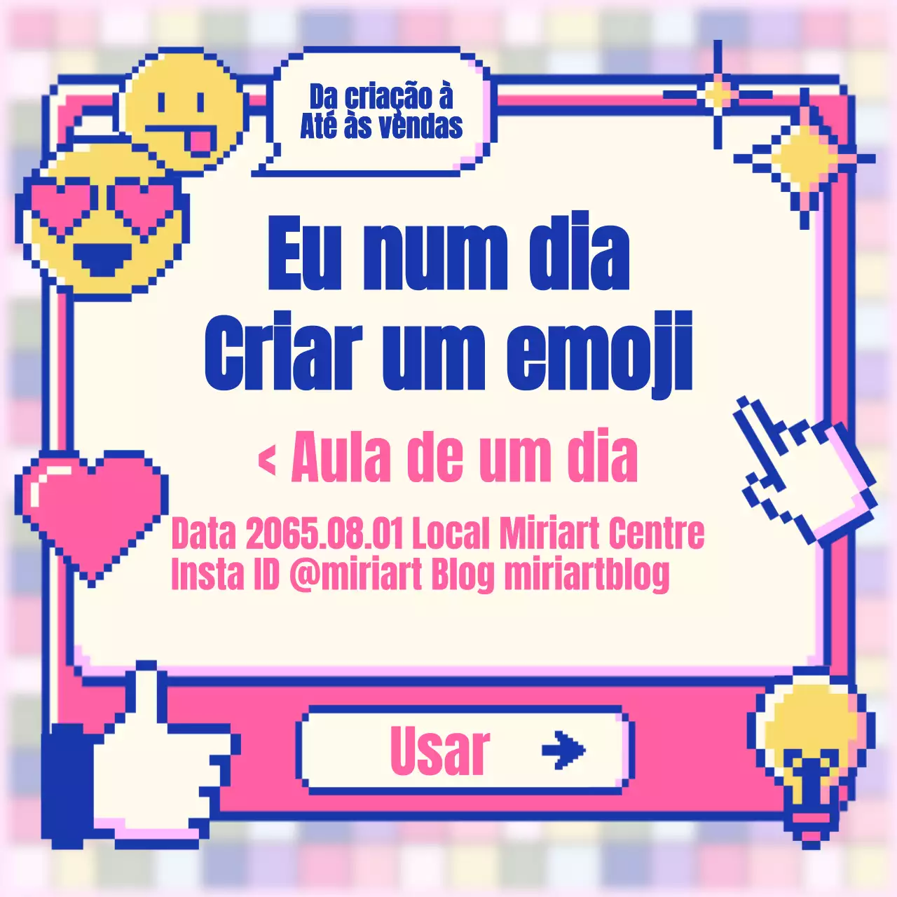Promover uma aula de emoji de um dia com um conceito retro cor-de-rosa