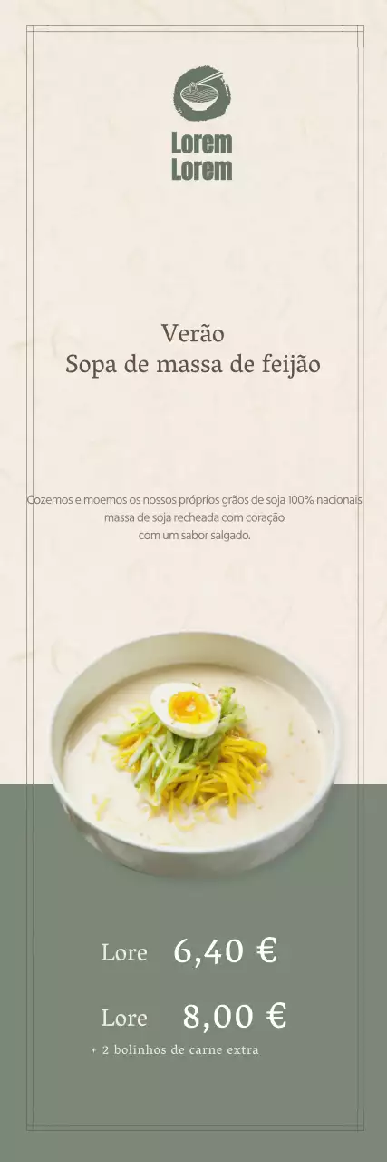 Cartaz de menu de verão numa cor calma