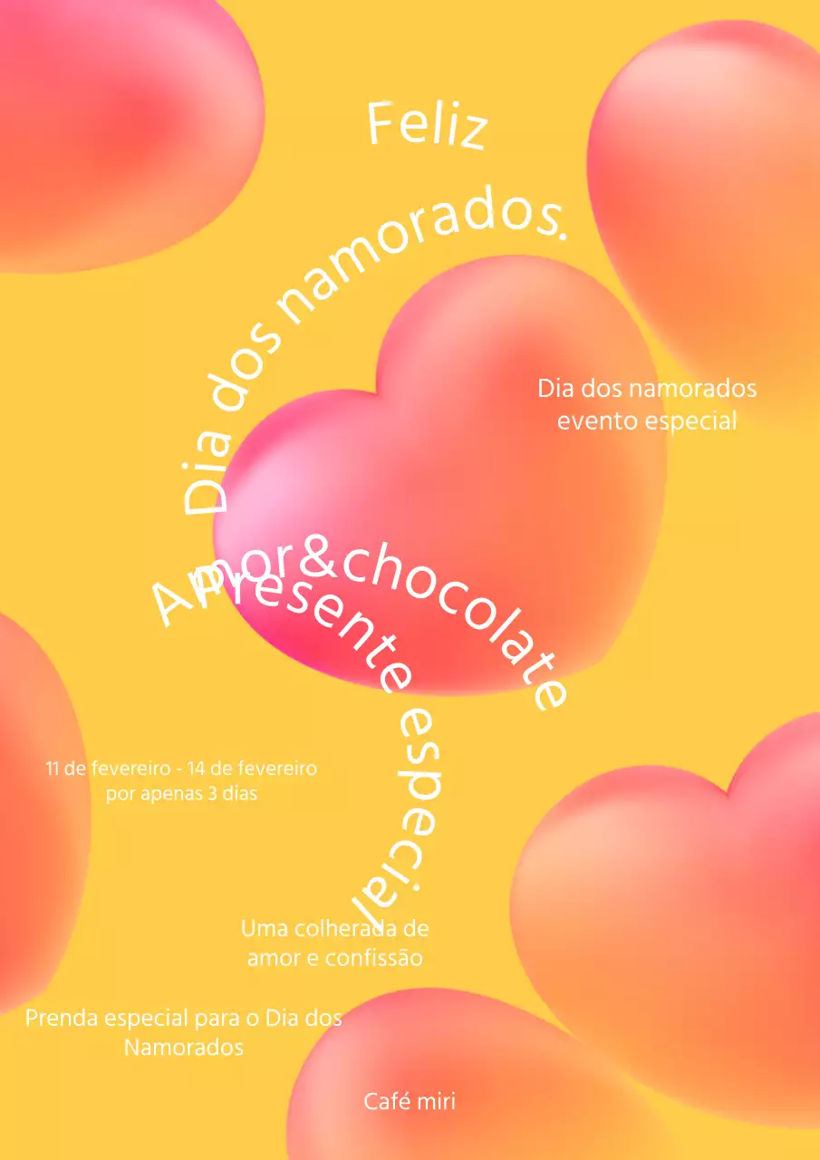 Dia dos Namorados com fundo amarelo e conceito de coração