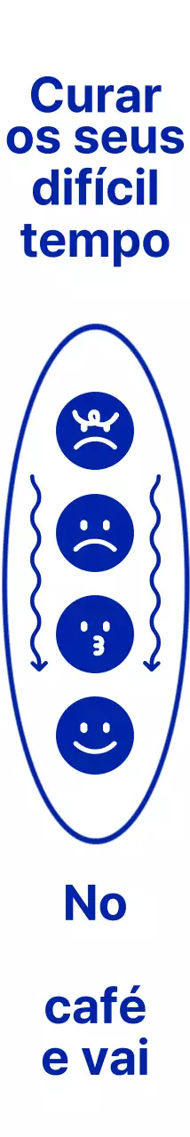 Café de estilo de combinação de emoji e frase de texto azul-marinho, limpo e simples