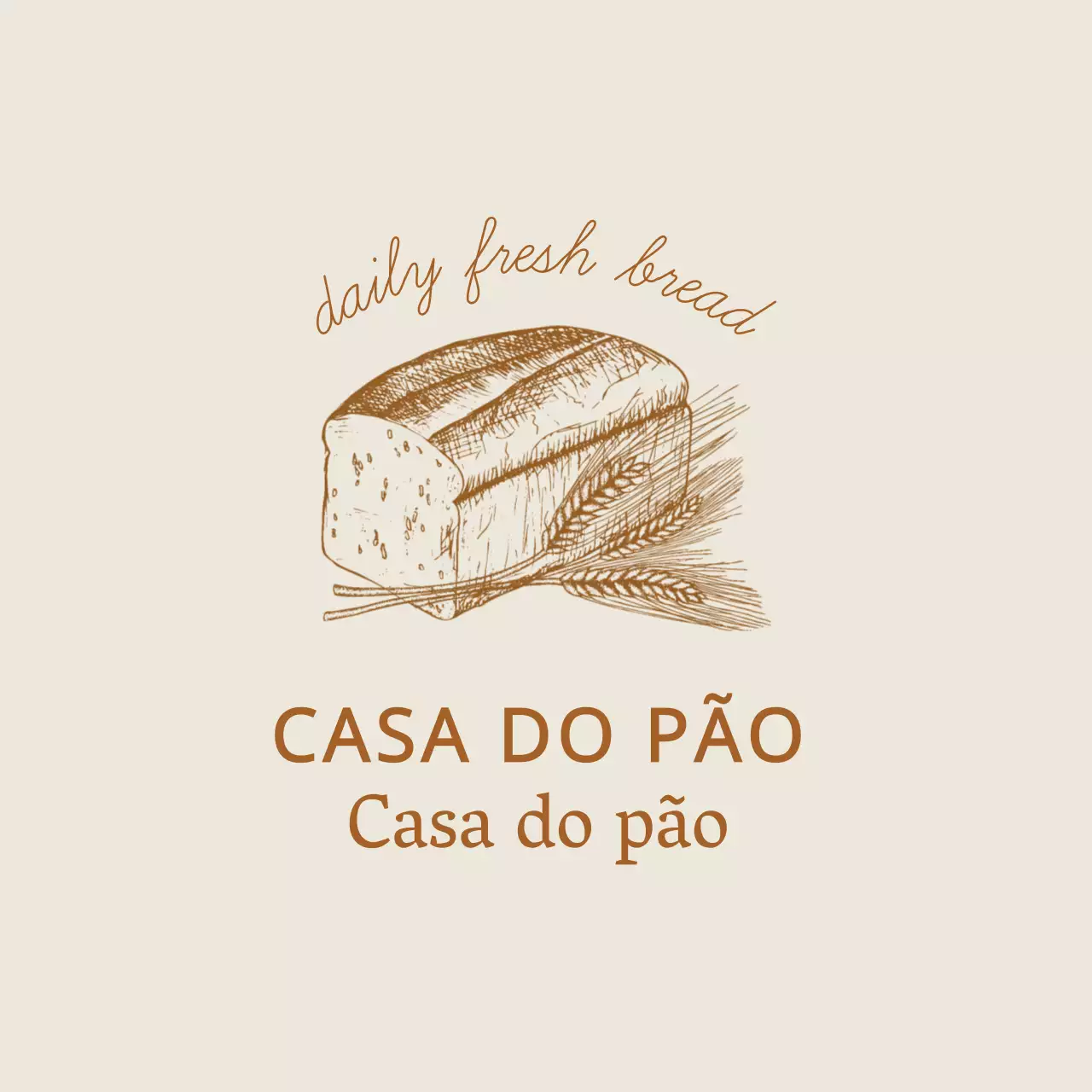 Rótulo de padaria ilustrado em marfim bege