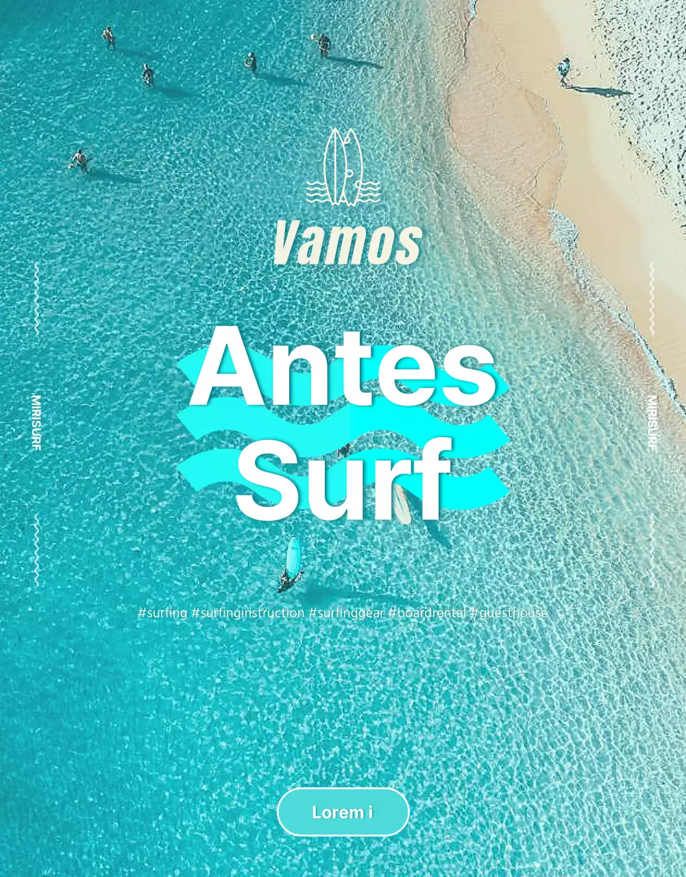 Página de pormenor de surf refrescante e cor de menta