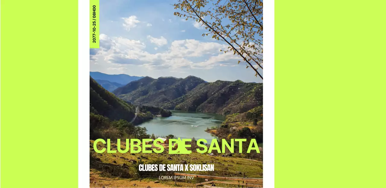 Design desportivo do rótulo da água engarrafada com paisagens montanhosas e toques de cor