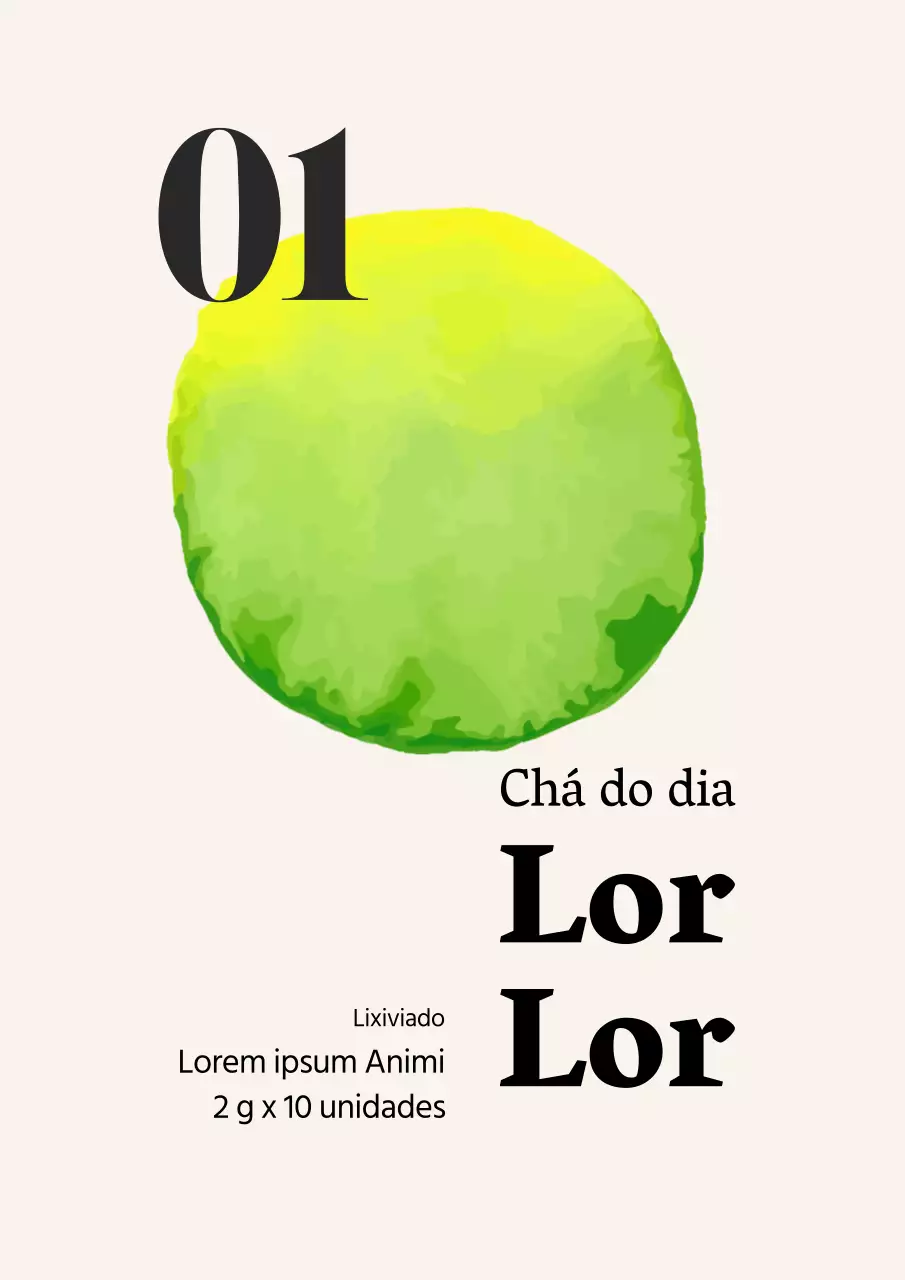 Ilustração abstrata de um rótulo de saqueta de chá verde de café
