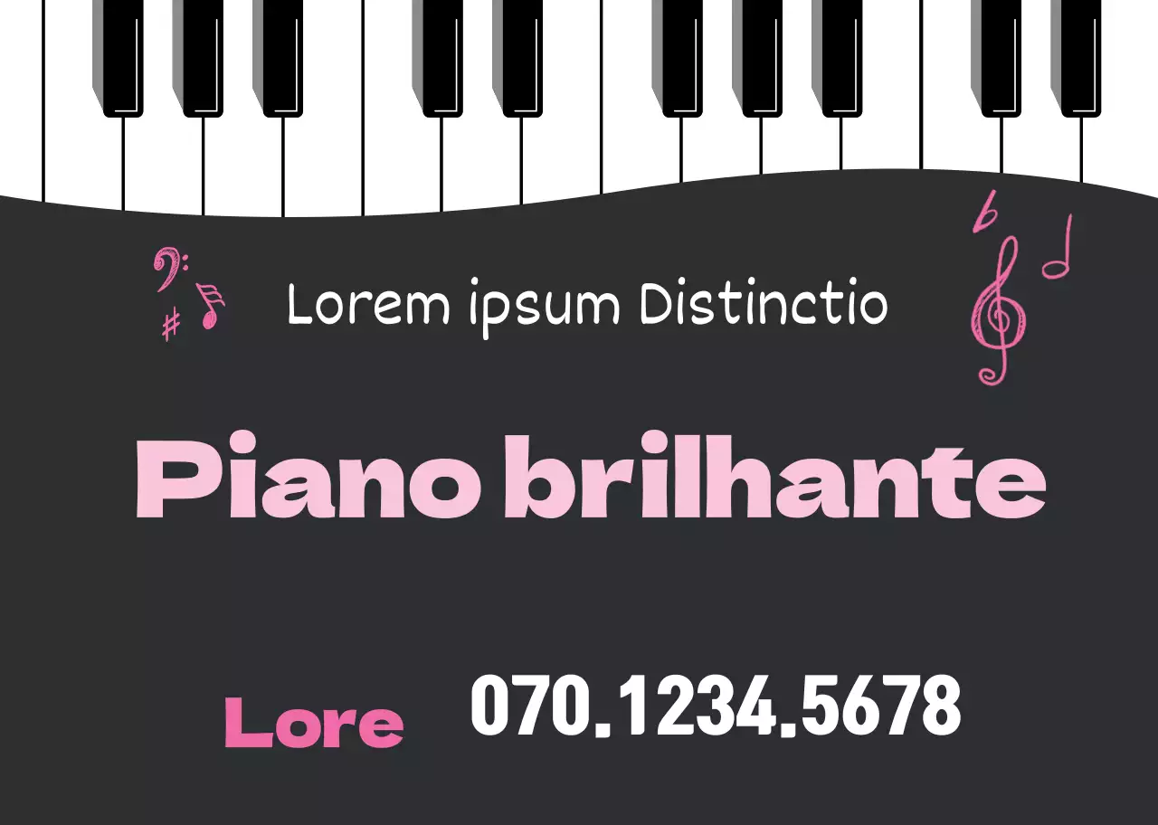 Ilustração de teclado a preto e branco promoção de escola de música