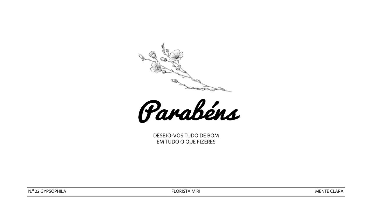 Prenda de felicitação de florista com ilustração de linha floral preta