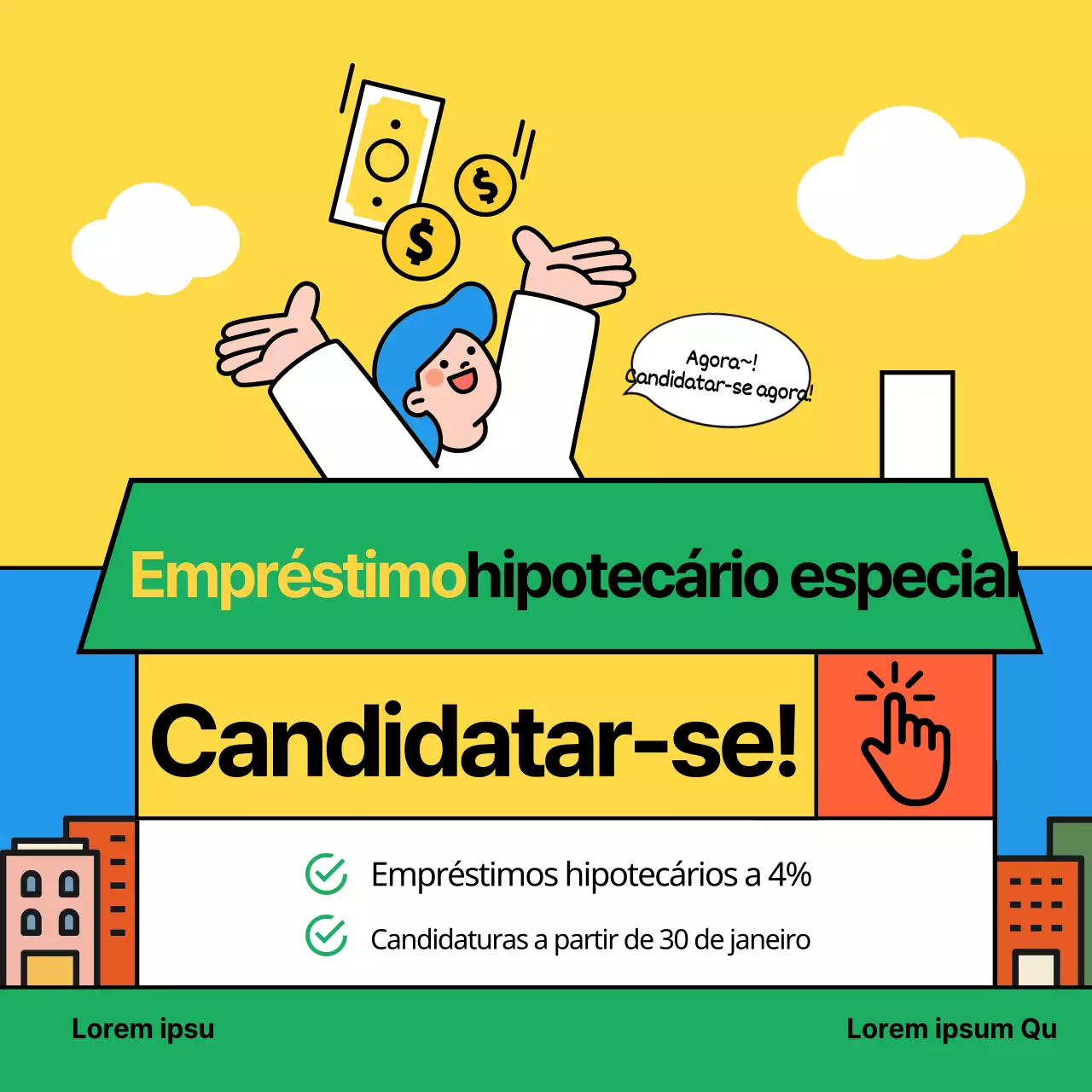 Informações sobre a candidatura a um crédito à habitação especializado amarelo e verde