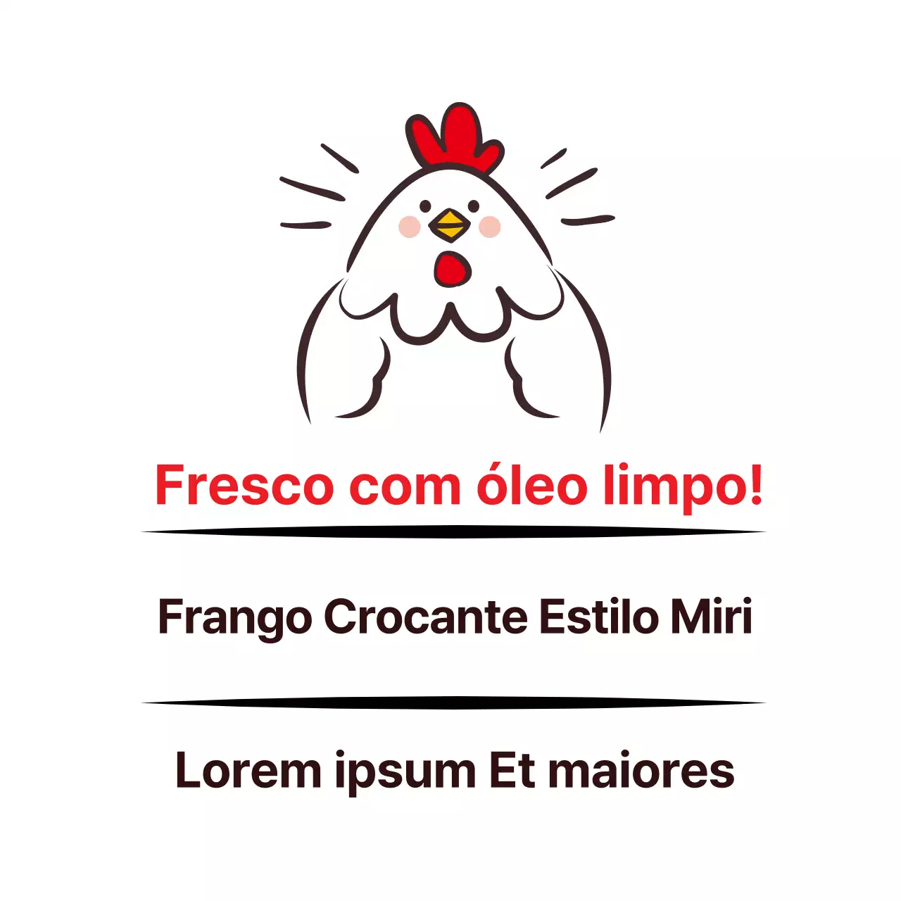 Ilustração branca de uma promoção de frango kangjeong de restaurante giro