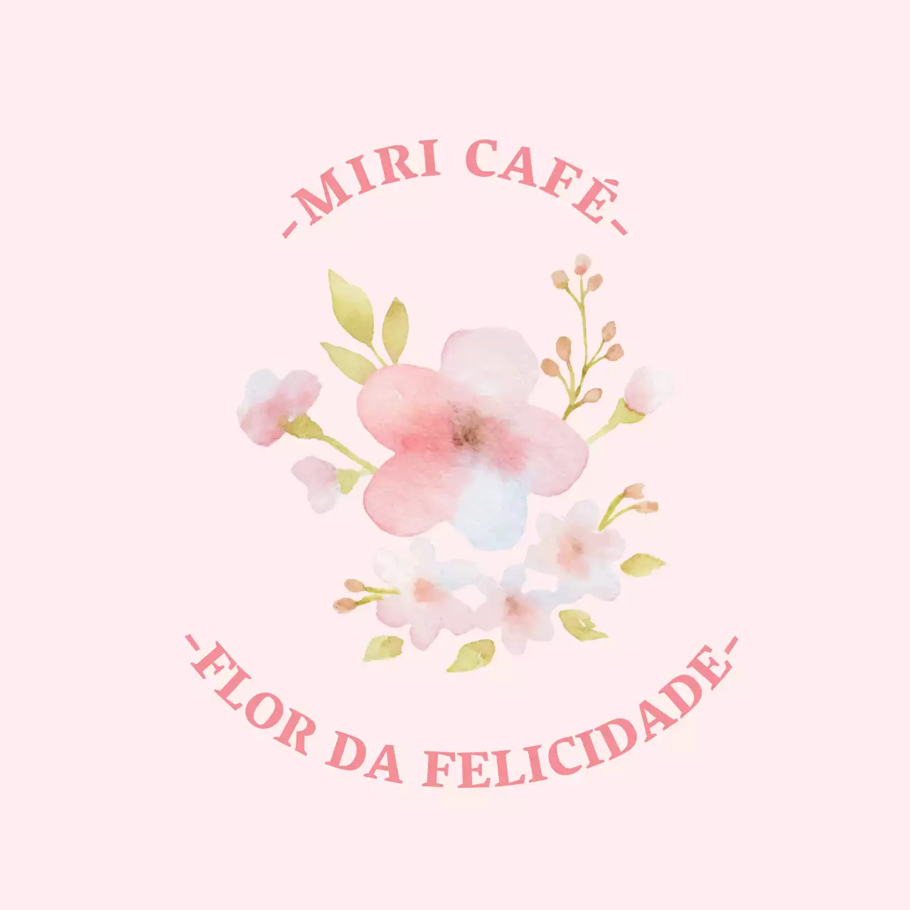 Rótulo de café primaveril com ilustração cor-de-rosa