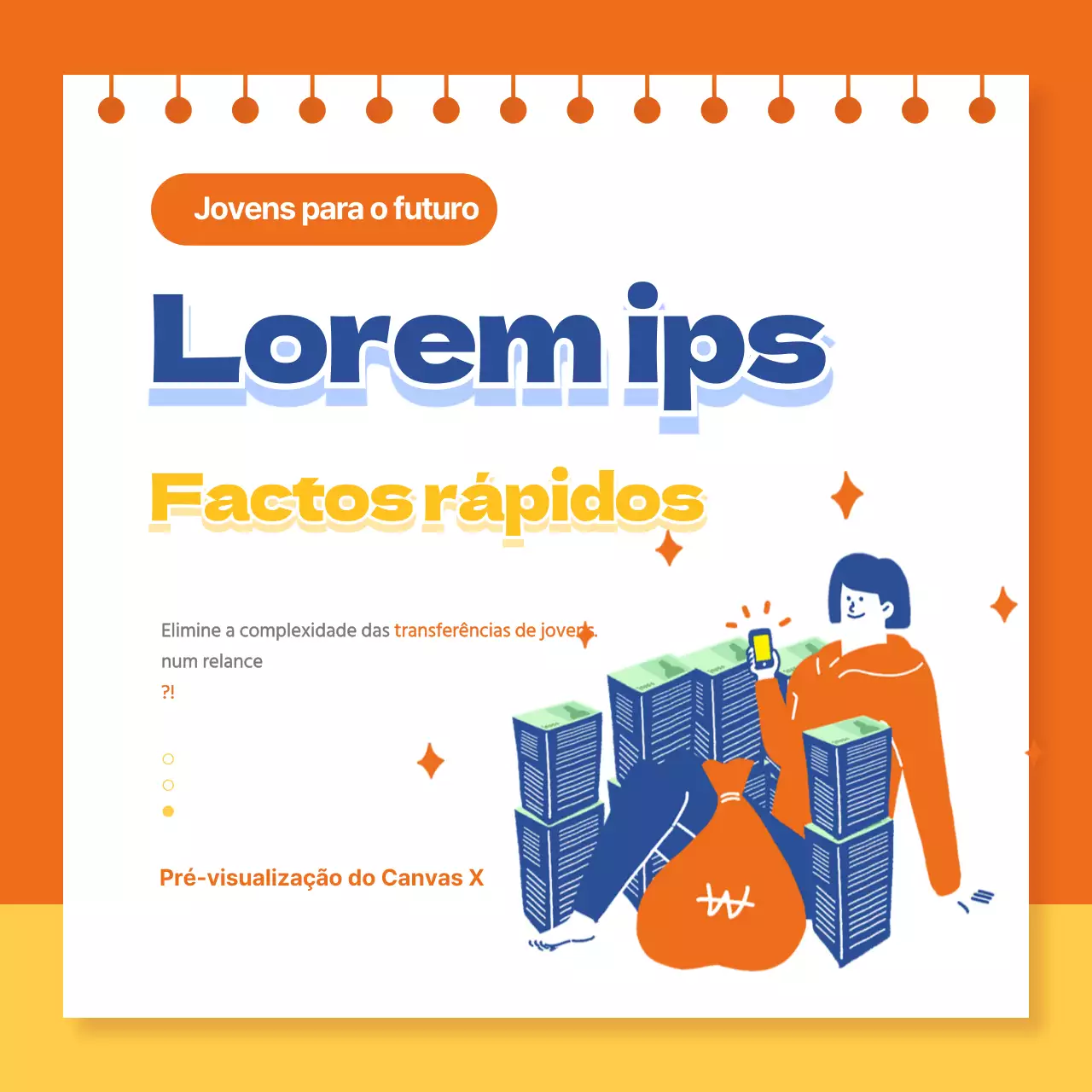 Texto do Empréstimo Jovem laranja realçado com ilustrações