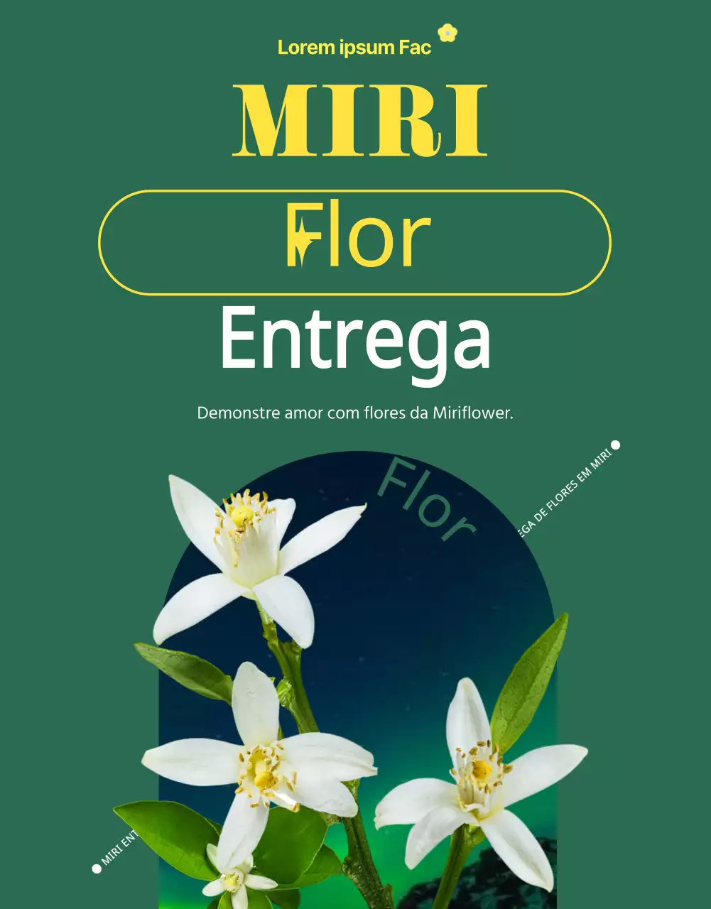 Apresentação do serviço clássico de entrega de flores verde e amarelo