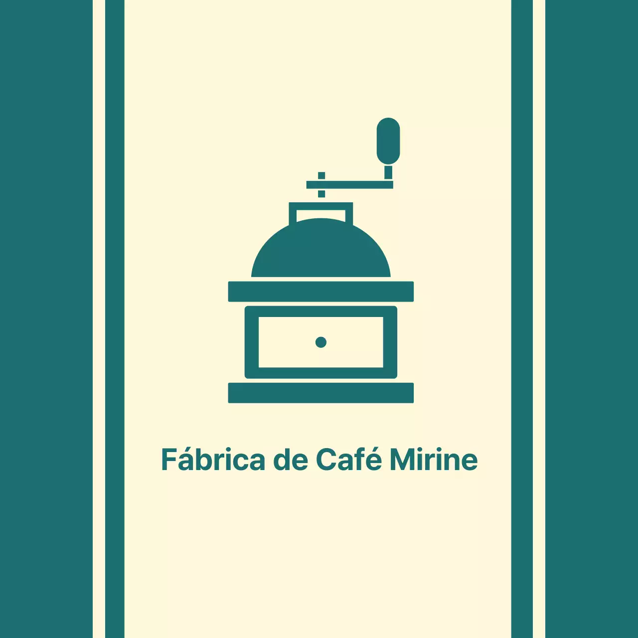 Balsa de café com uma linha turquesa representando um moinho de café