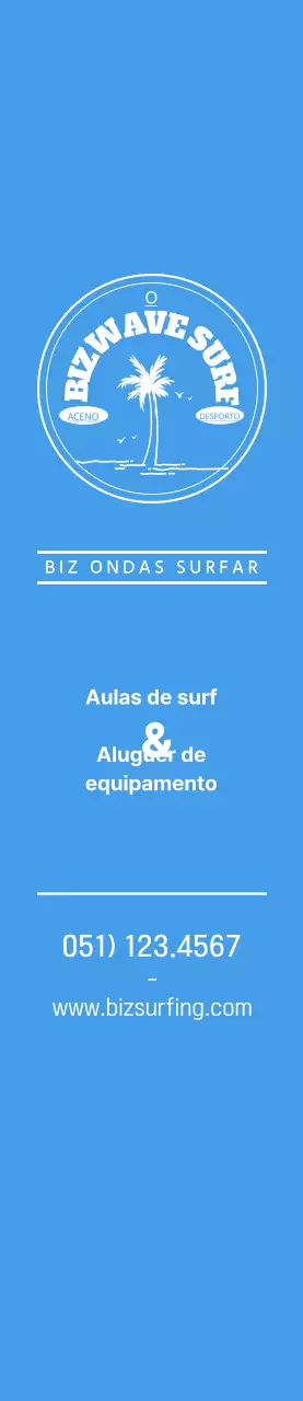 Um logótipo simples em azul e amarelo com o emblema do surf para promover a loja.