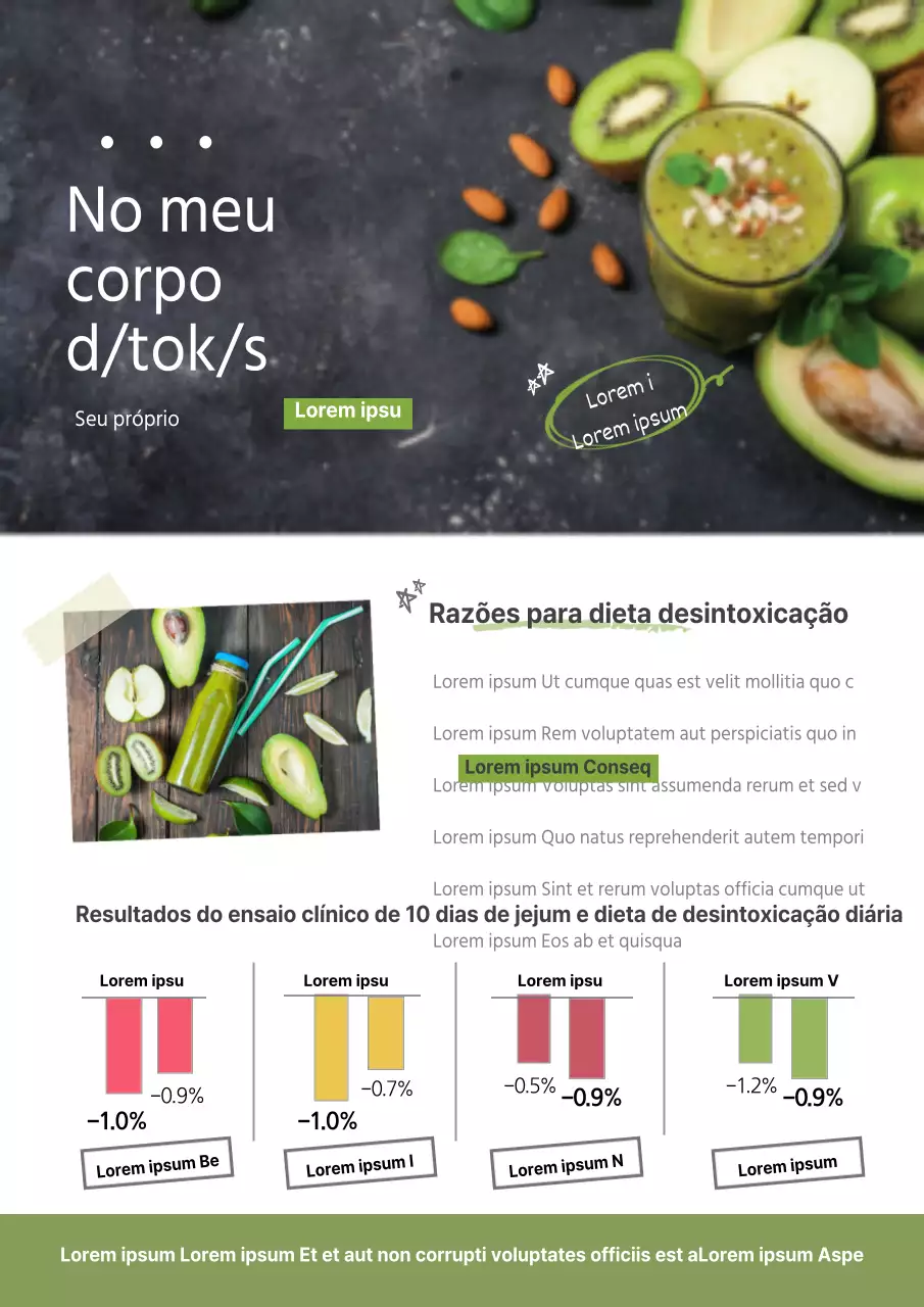 Folheto de promoção de alimentos saudáveis de desintoxicação