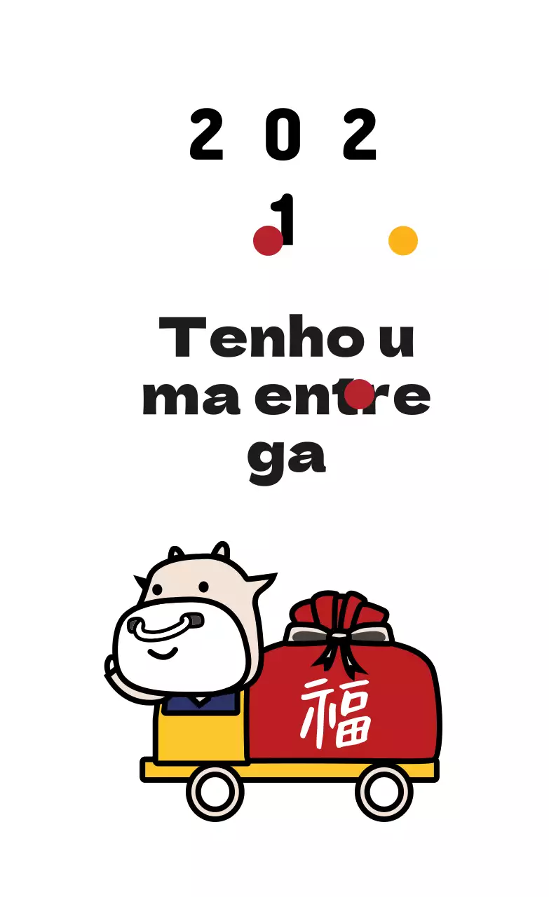 Etiqueta de felicitações de Ano Novo com ilustração branca