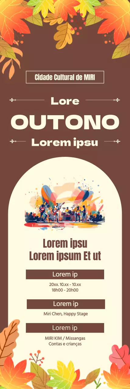 Promover um evento de festival de música de outono com um fundo castanho
