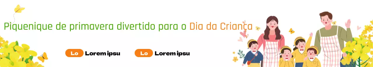 Dia da Criança com flores amarelas e piqueniques
