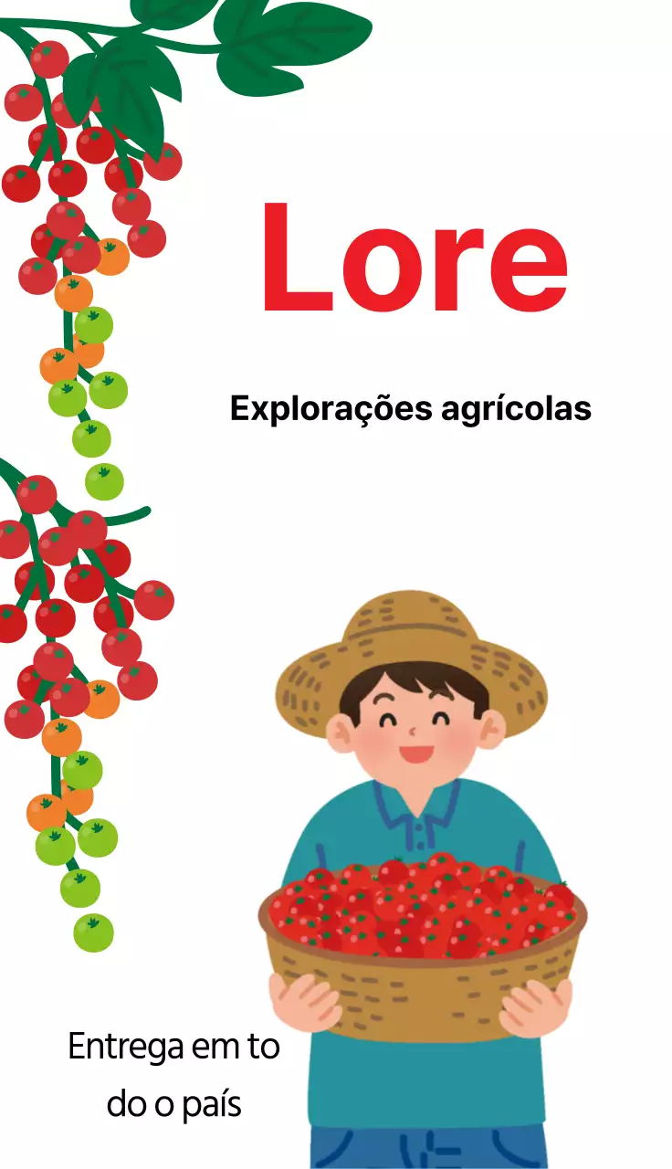 Ilustração vermelha de uma quinta de produtos agrícolas