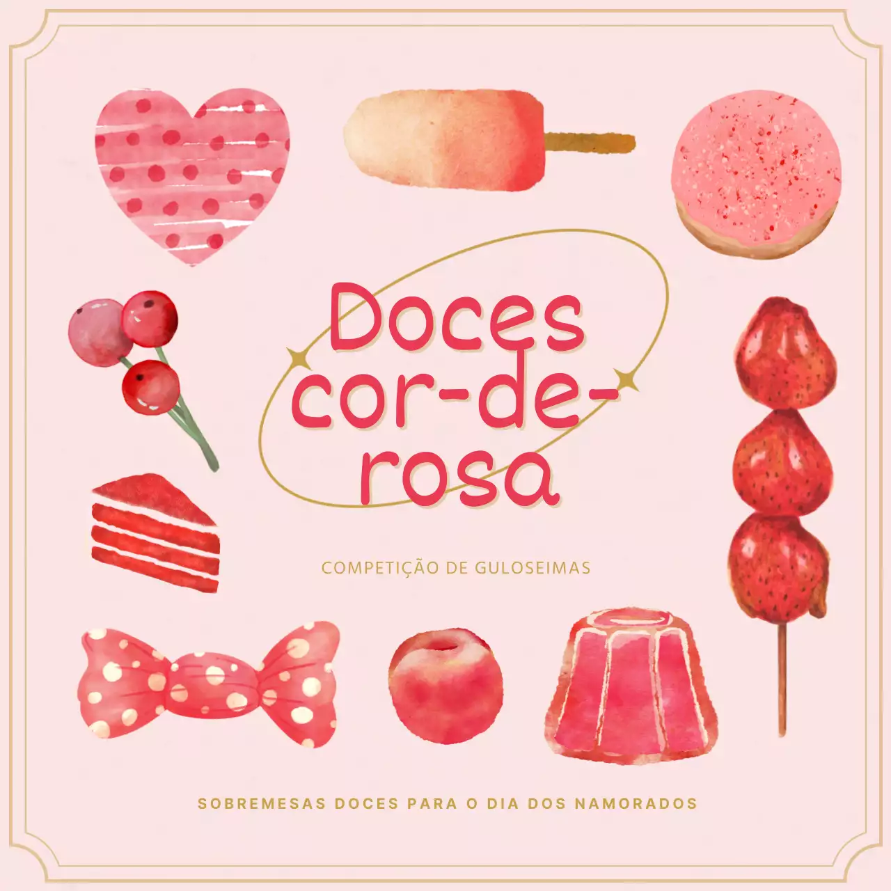 Batalhas de sobremesa cor-de-rosa e douradas para o Dia Branco