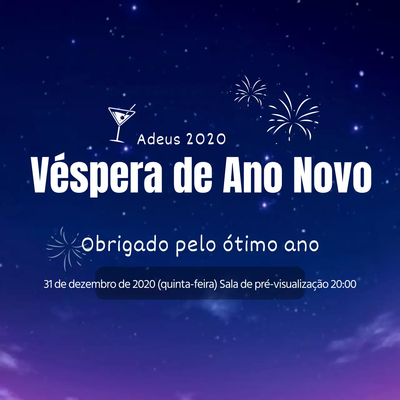 Céu azul noturno Festa de fim de ano elegante