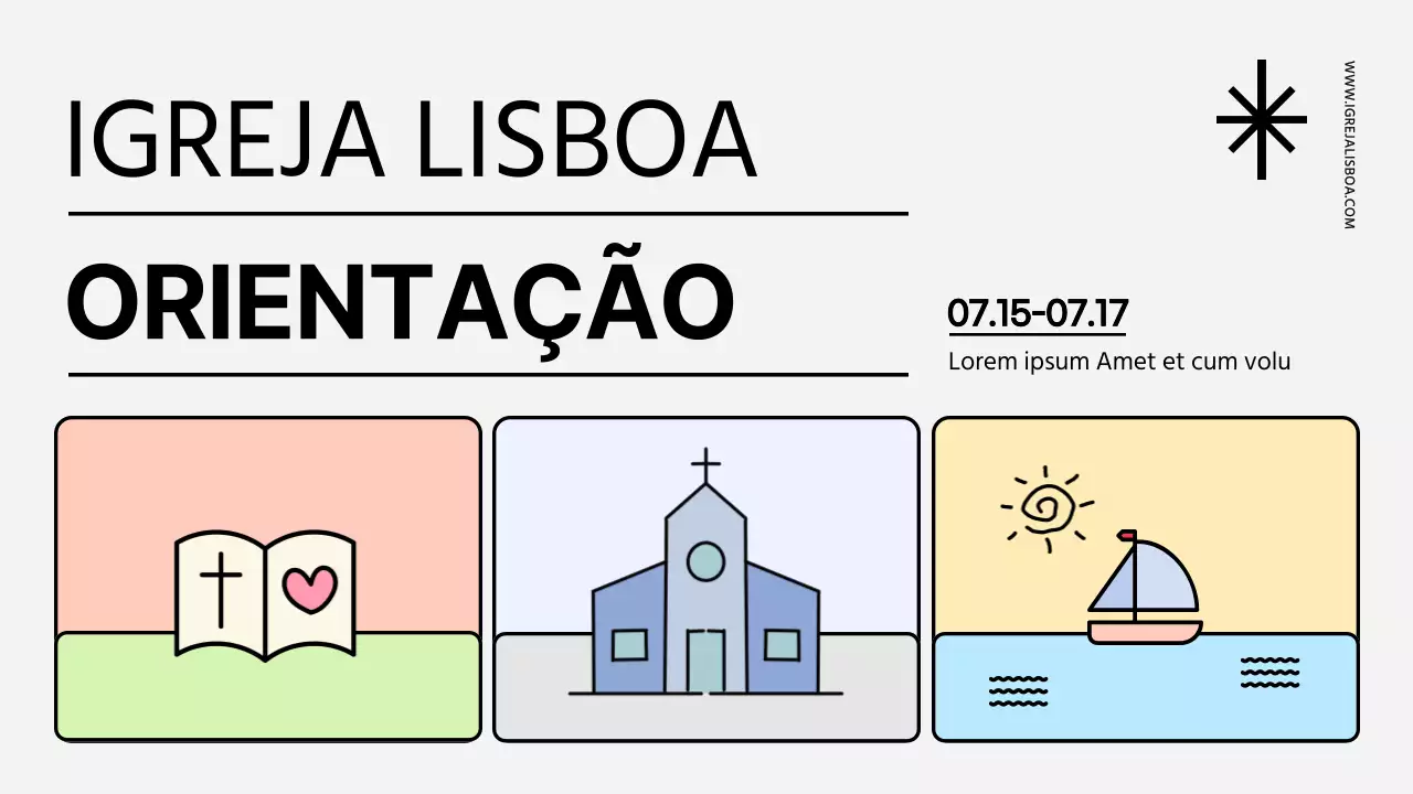 Uma brochura de missão de verão da igreja, em tons pastel