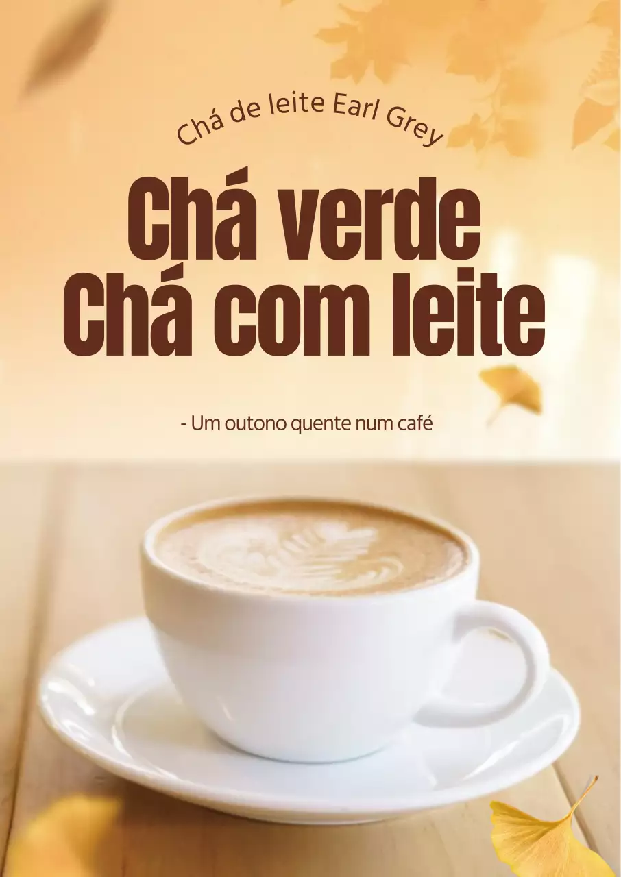 Bege Quente outono Folhas outono Café Menu Promoção