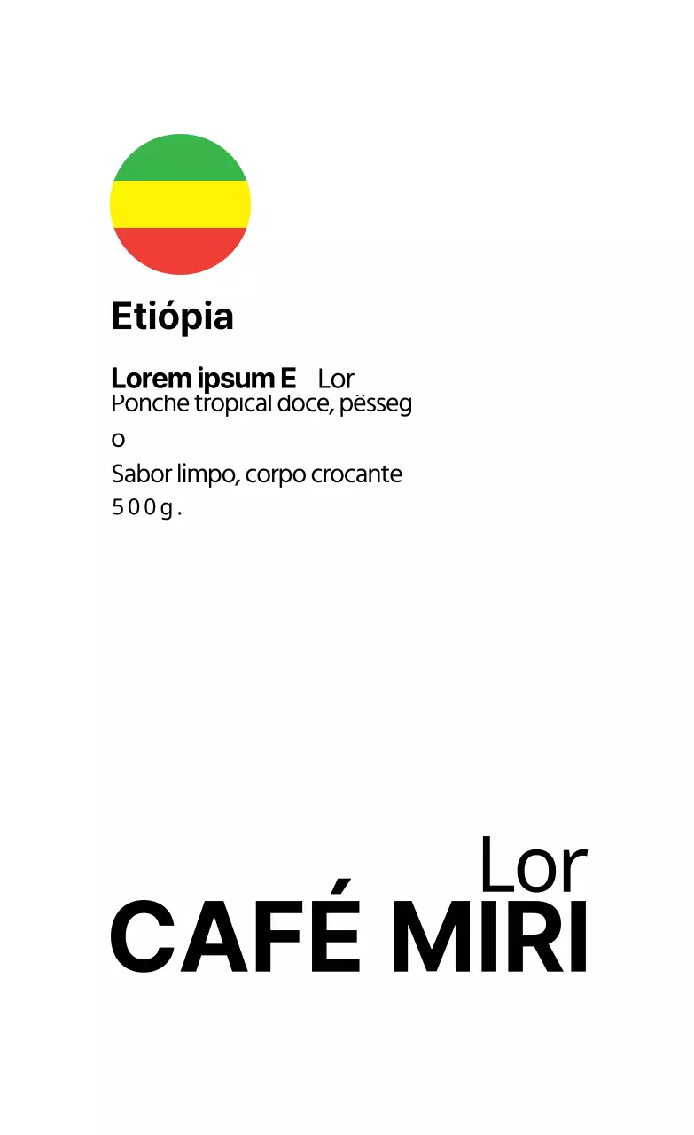 Etiqueta de café em grão com bandeira branca