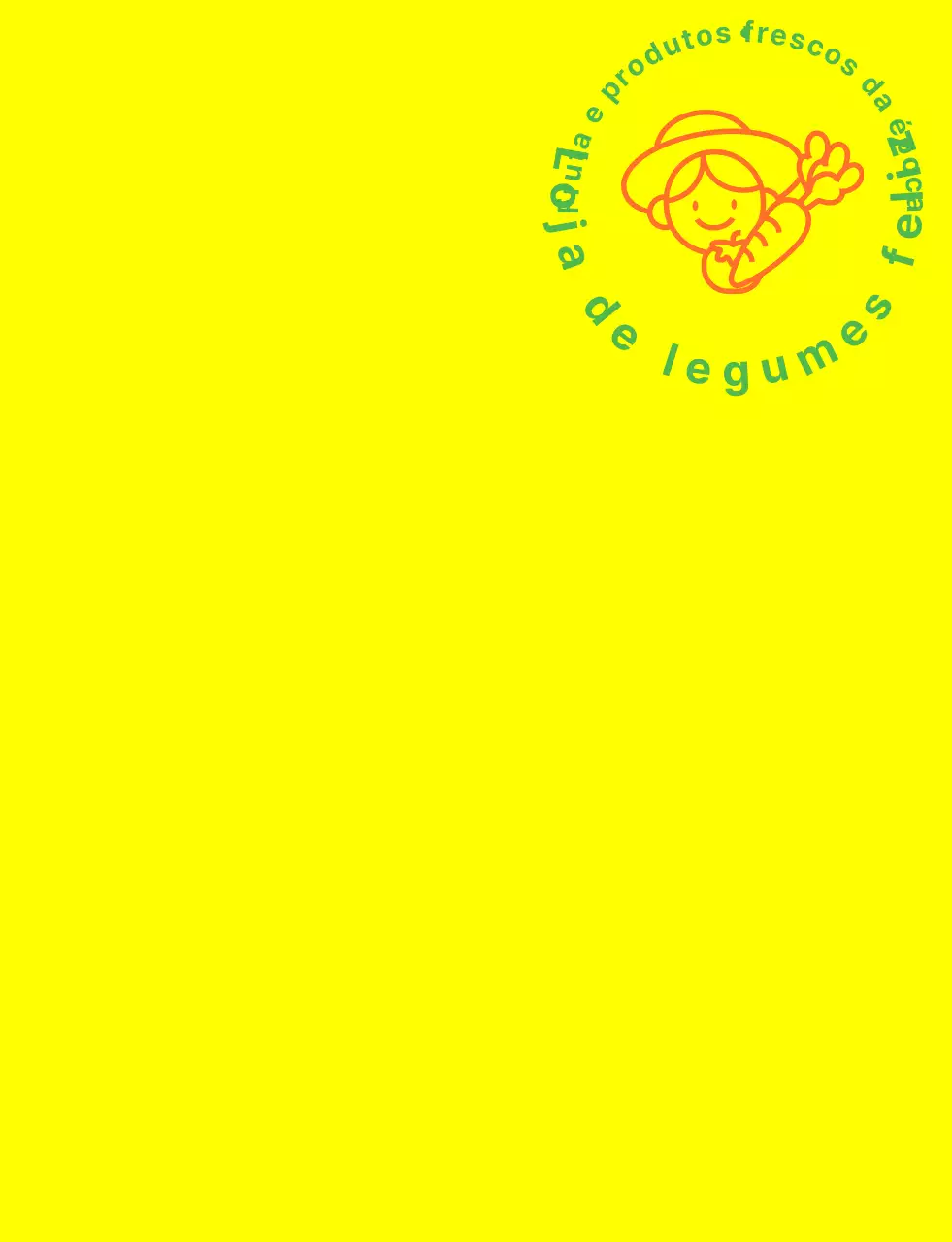 Colete de loja de legumes com ilustração de linhas simples em amarelo, verde e laranja