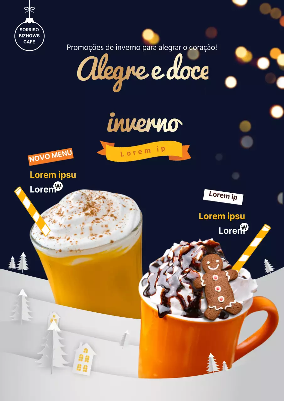 Anuncie o seu menu de bebidas de inverno