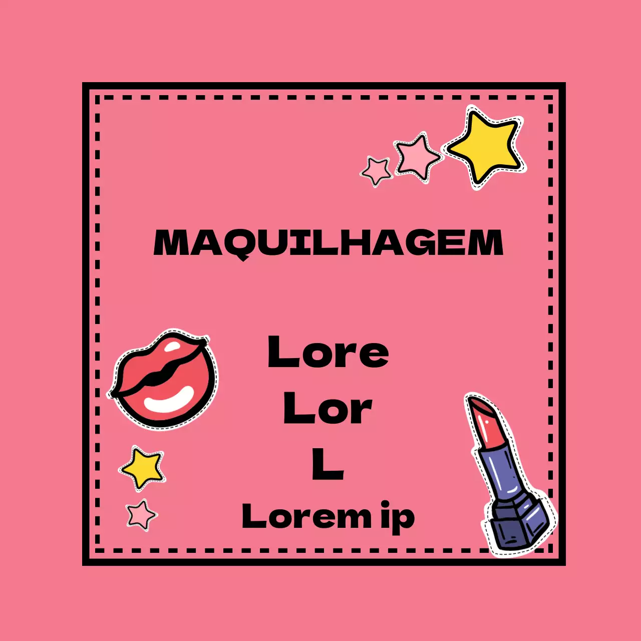 Promover a maquilhagem de ilustração retro amarela rosa