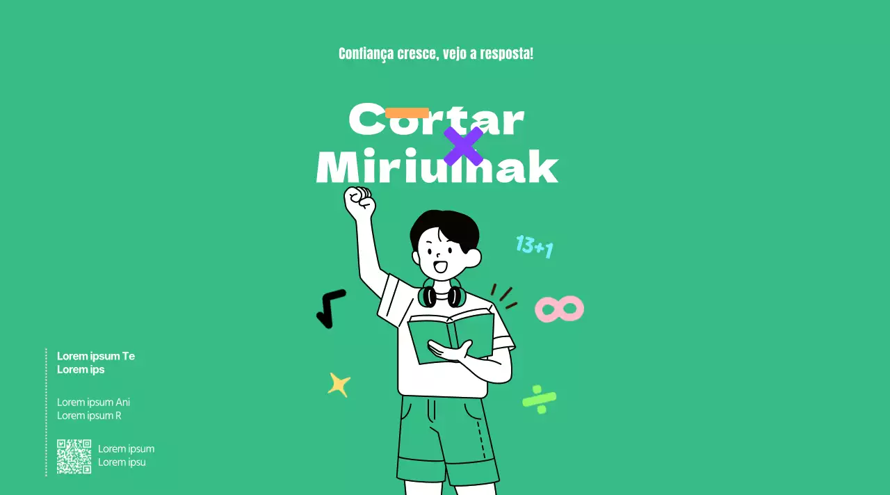 Escola secundária de matemática com ilustração de um estudante verde