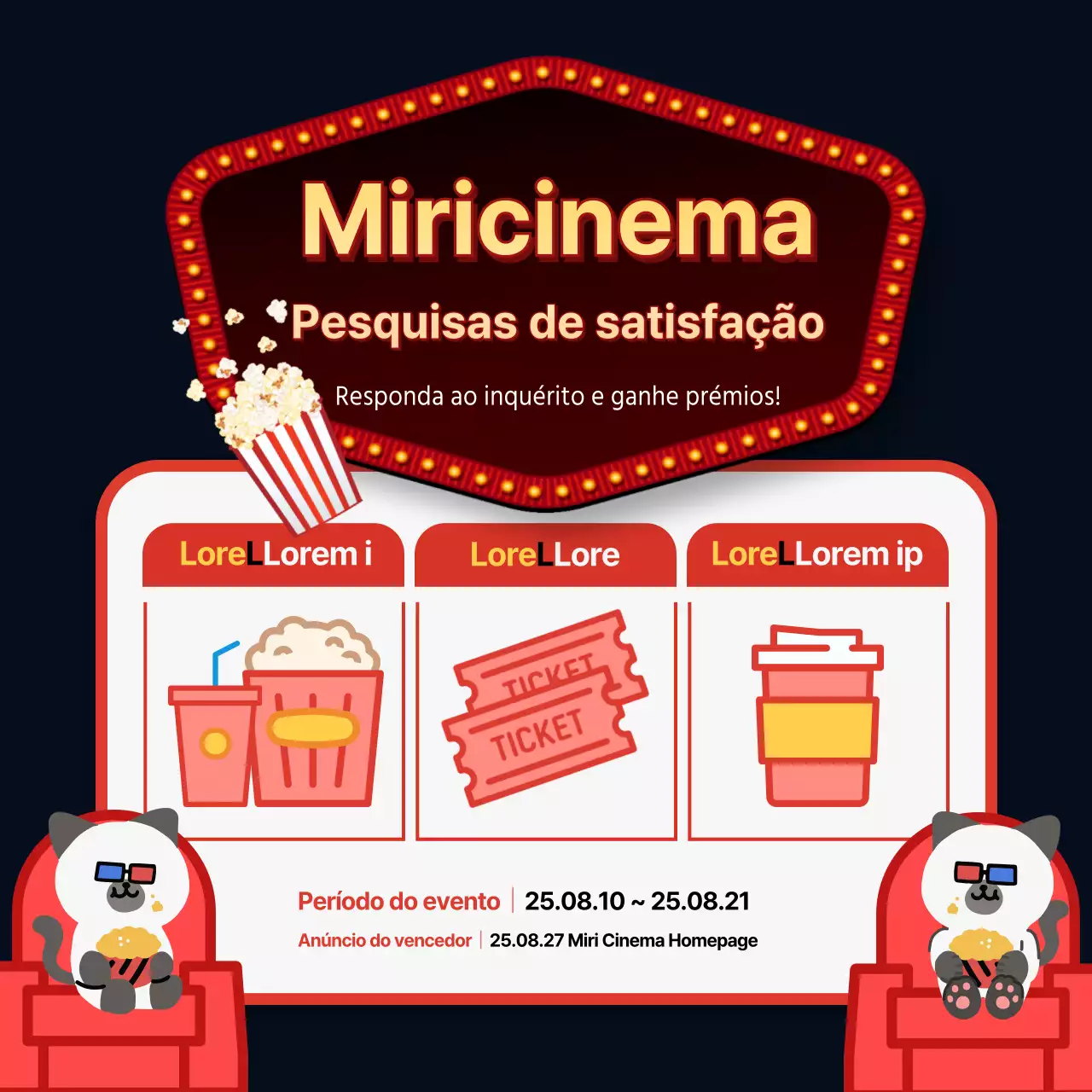 Modelo de inquérito ilustrado e giro em vermelho e amarelo