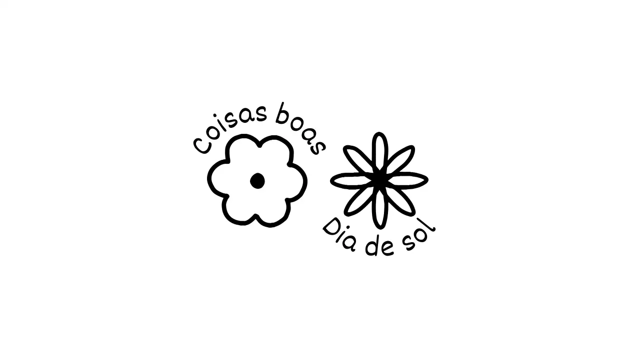 Envelope ilustrado desenhado à mão com texto a preto e ilustração floral