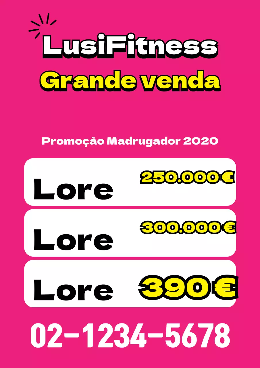 Promover um evento de ginásio simples e marcante em cor-de-rosa