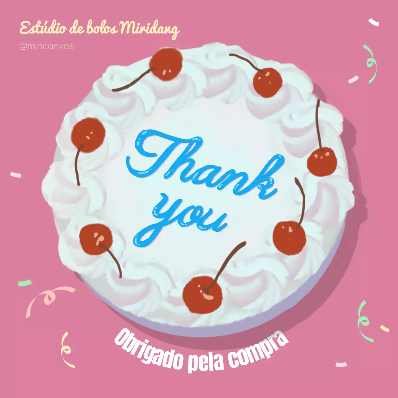 Bolo com ilustração de letras cor-de-rosa