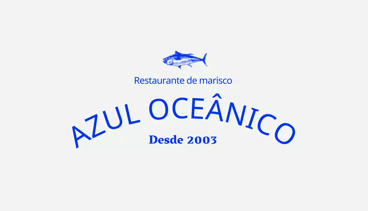 Cartão de visita de cupão de restaurante de marisco com detalhes em azul