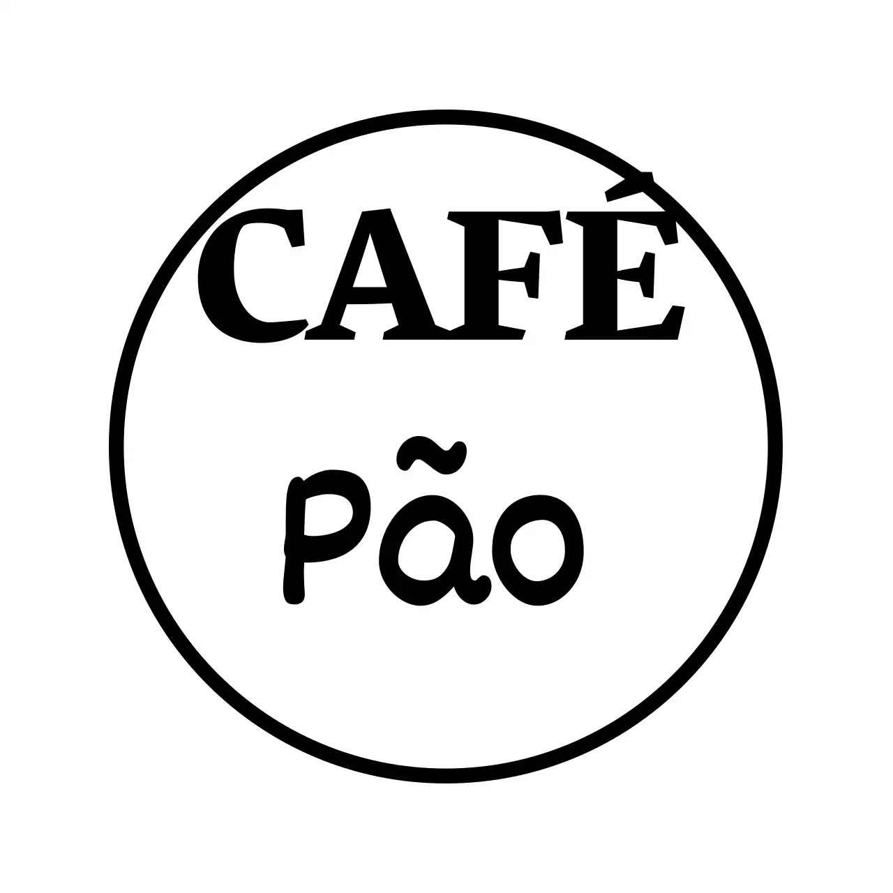 O nome de uma padaria com texto cursivo a preto e cursivo em inglês