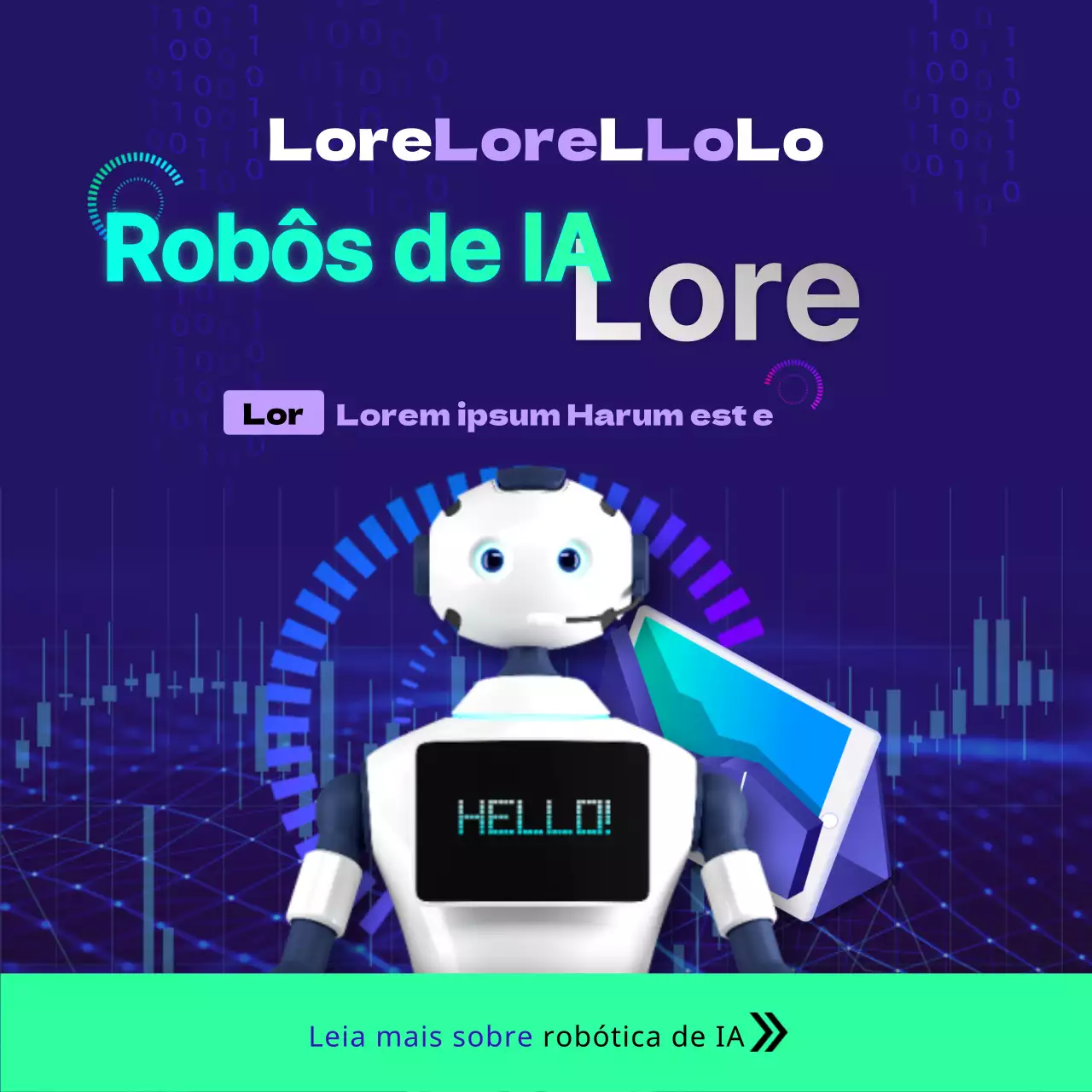 Ciência futurista - stocks de robôs de IA em feeds de Instagram fluorescentes e roxos