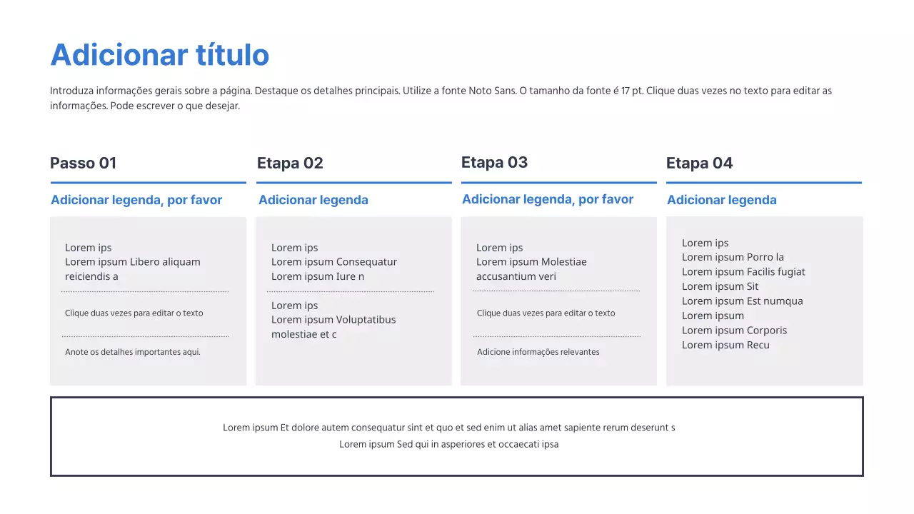 Uma linha cronológica simples em azul e cinzento