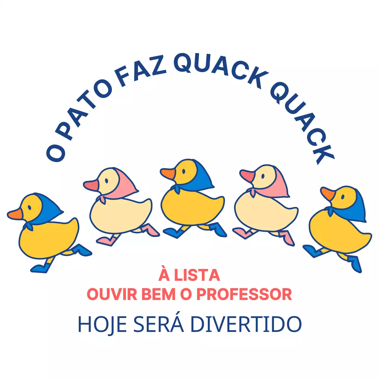 T-shirt do grupo pré-escolar com uma ilustração de um pato giro em cores coloridas